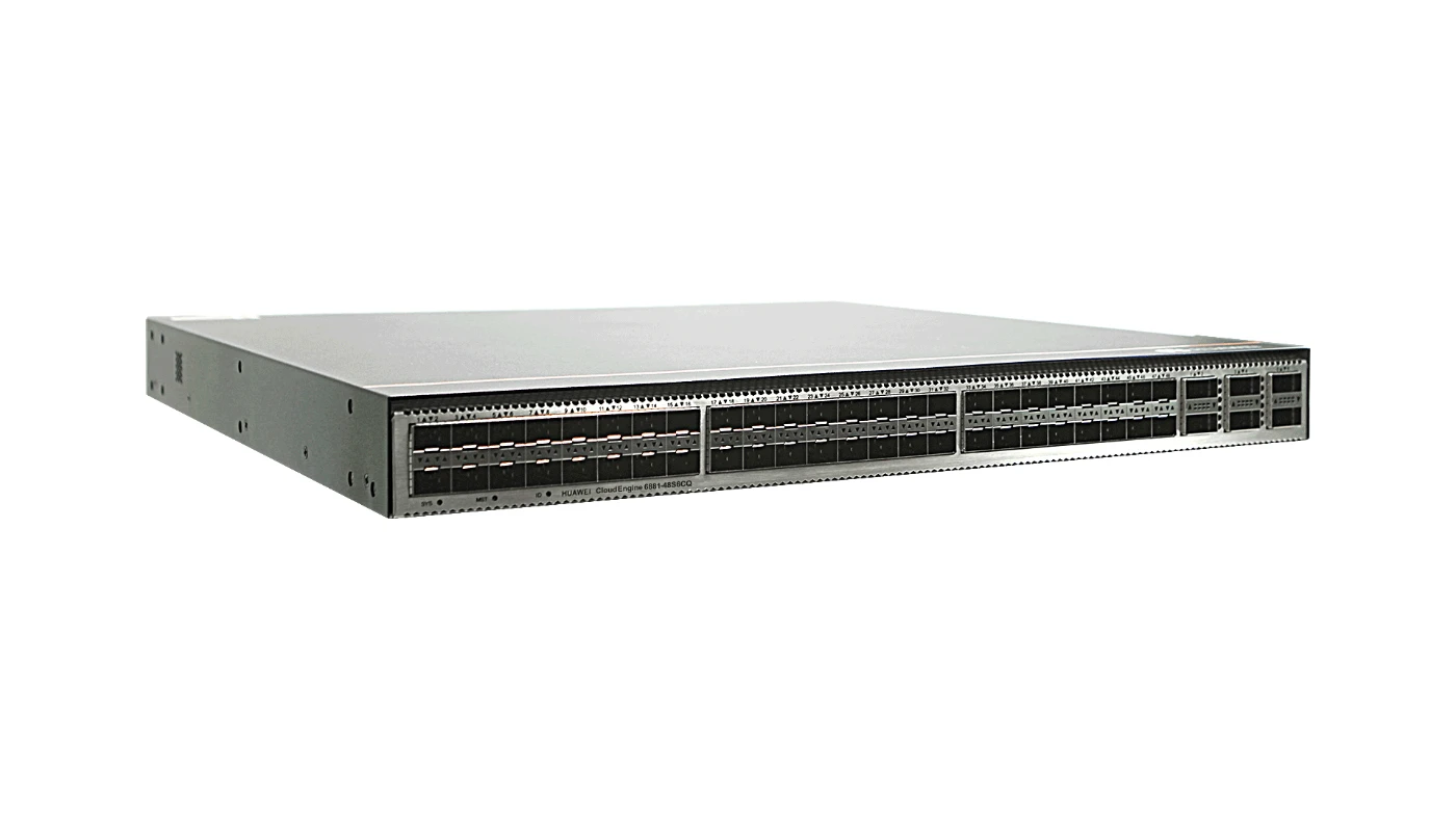 Как выглядит коммутатор уровня ЦОД в сборе Коммутатор Huawei CloudEngine CE6881-48S6CQ, ракурс три четверти