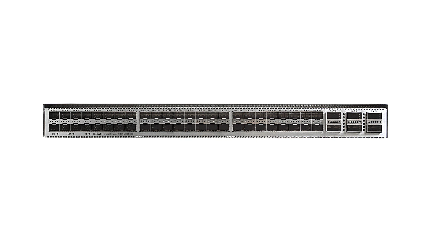Где на панели стоят порты SFP+, а где аплинки QSFP28 Портовая панель Huawei CE6881-48S6CQ
