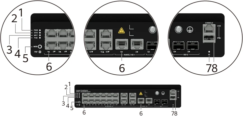 Индикаторы и кнопки, S5735-L16LP2UM2X-QA-V2